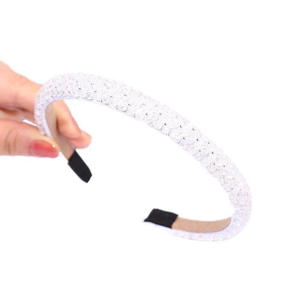 Fashion Sparkle 4 Rows Crystal Rhinestone Headbands Beaded Hair Hoop Band White